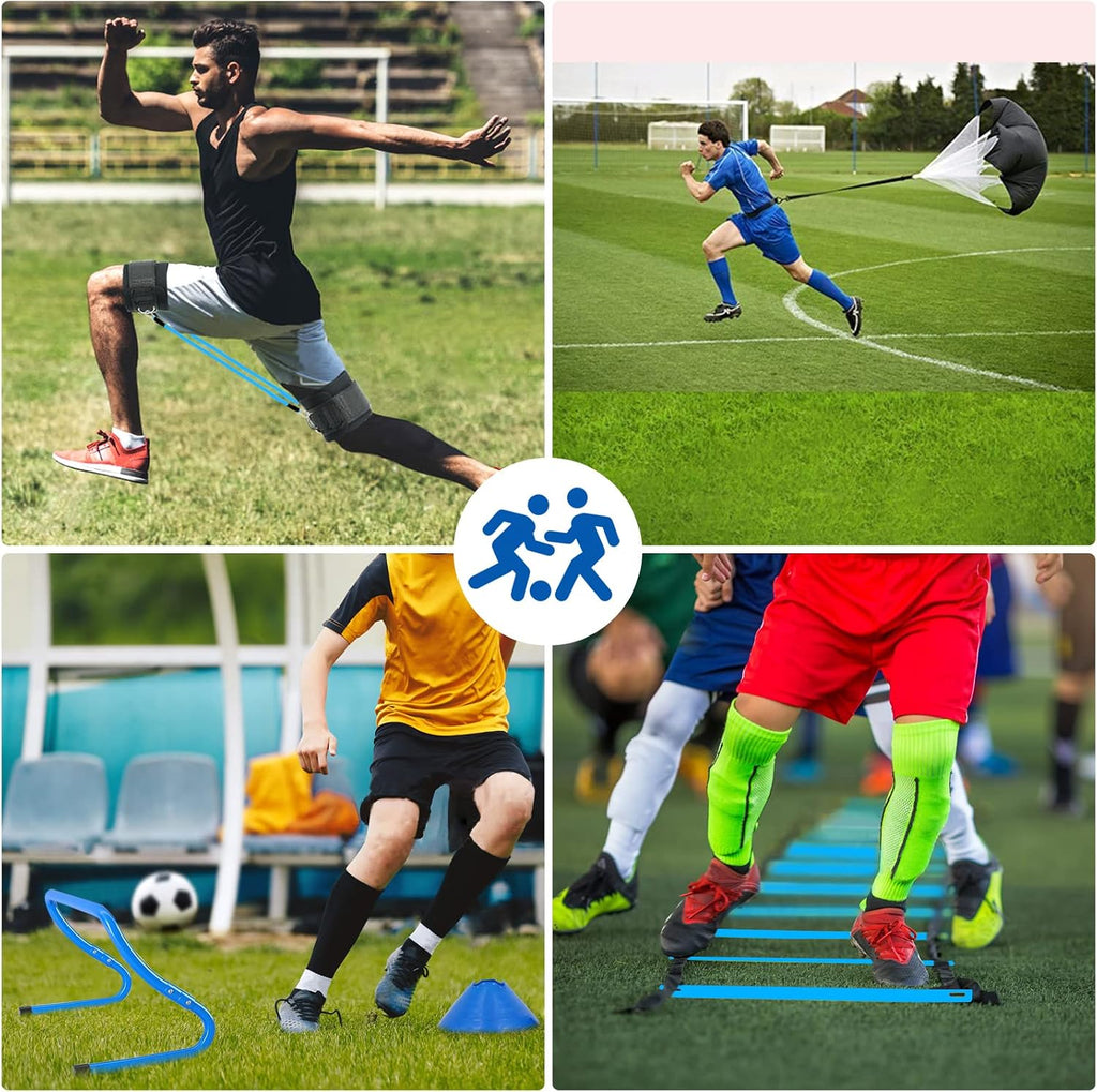 Agility Training Equipment, Football Training Equipment Includes 20FT Agility Ladder,4 Adjustable Agility Hurdles, 12