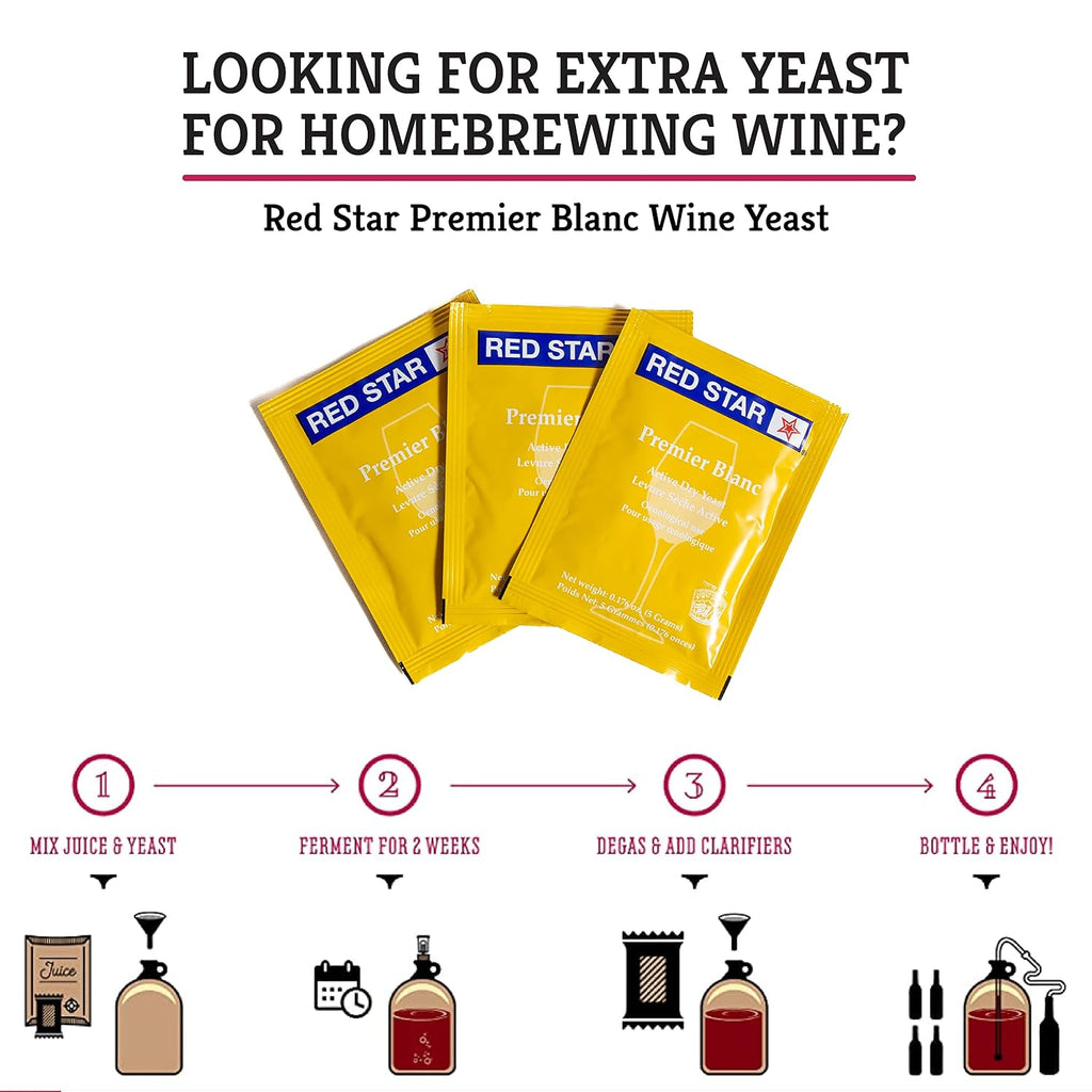 Red Star Premier Blanc Wine Yeast - All-Purpose, High-Performing Dry Wine Yeast - For Red & White Wines - Ingredients