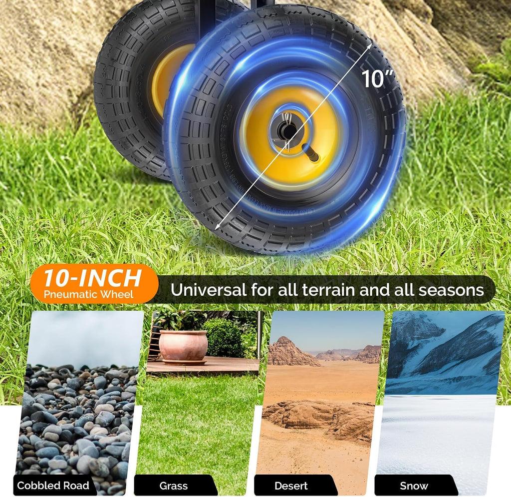 Heavy Duty 800 LBS Mesh Steel Garden Cart, Detachable Utility Wheelbarrow, Yard and Garden Wagon Cart with Removable