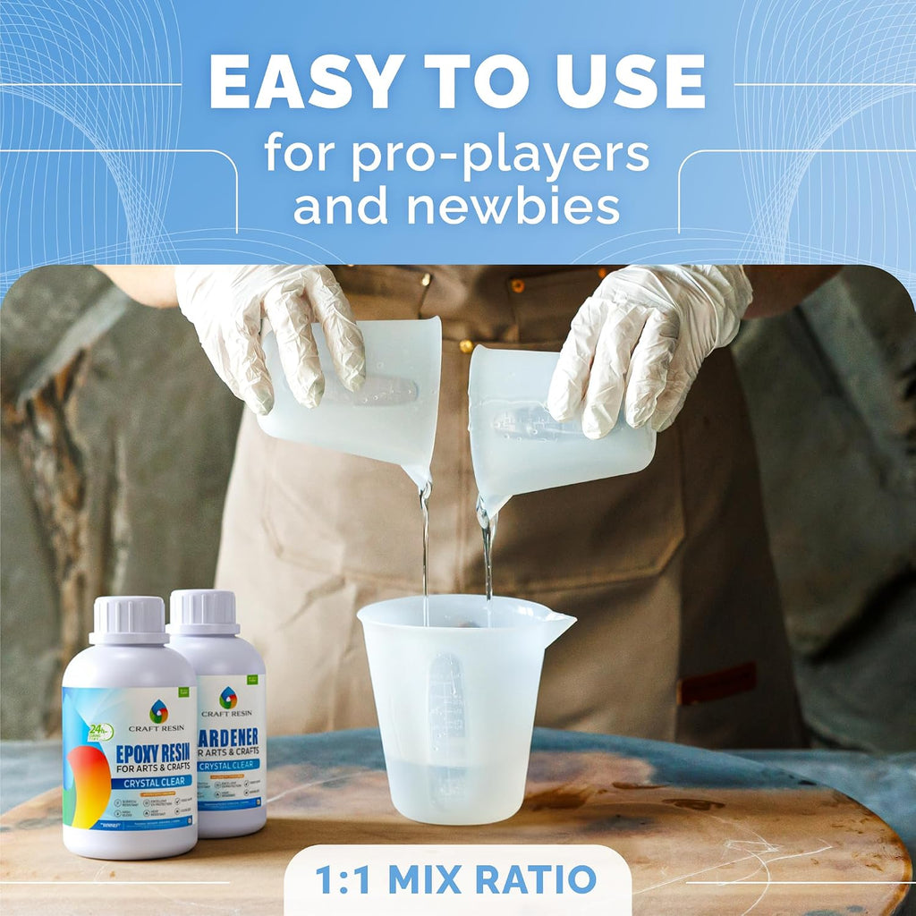 Crystal Clear Epoxy Resin Kit - Food Safe, UV Resistant - 34 Oz | Low Viscosity, Self Leveling Casting Resin Epoxy