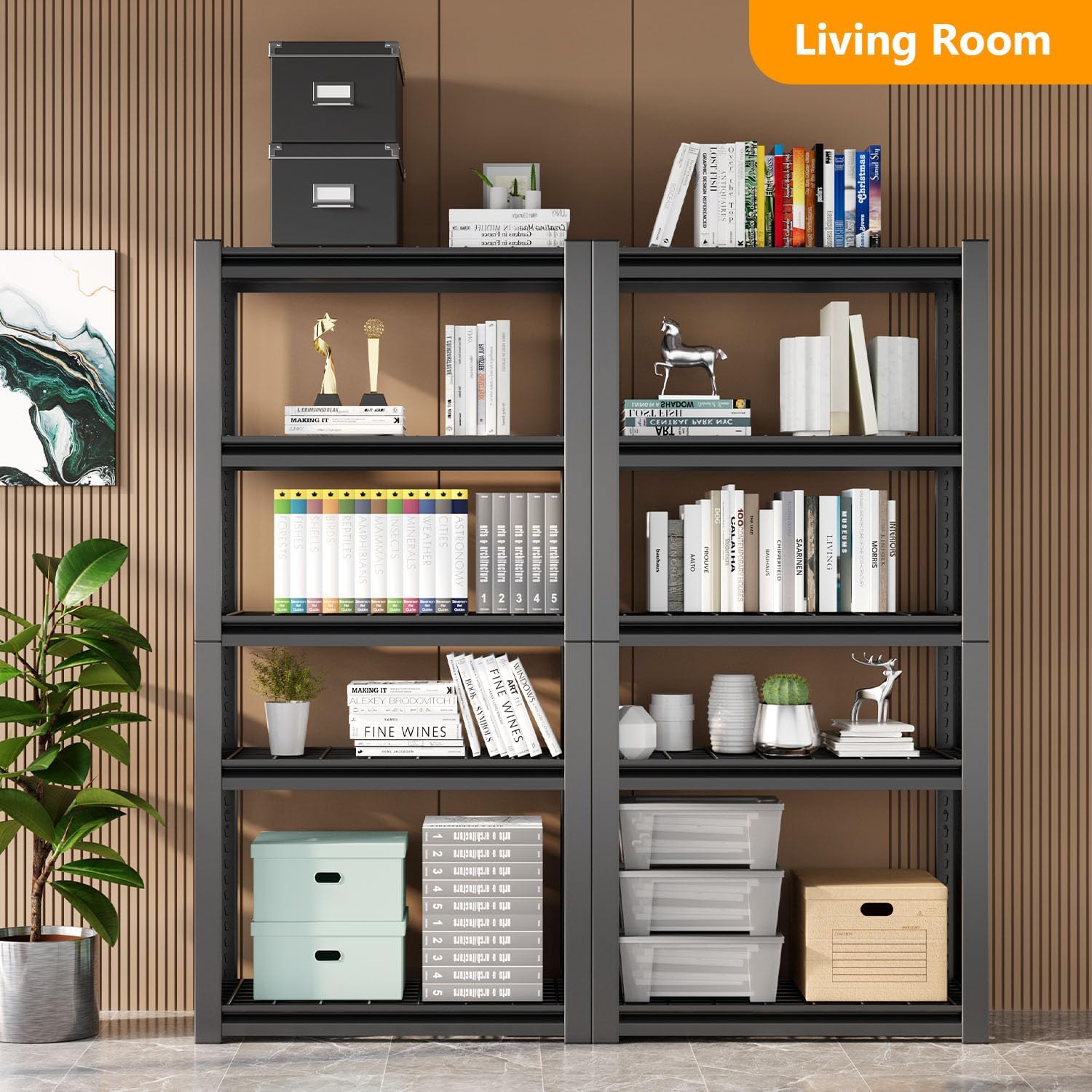 72" Storage Shelving Unit, Heavy Duty 5-Tier Adjustable Metal Rack, Standing Utility Shelves for Garage, Basement
