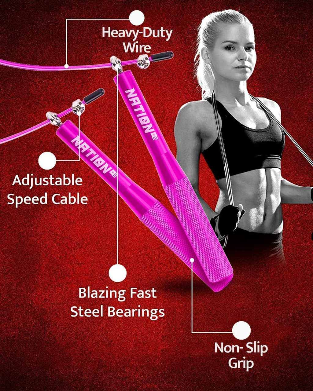 Aluminum Handle High Speed Adjustable Jump Rope for Women and Men - Perfect Skipping Rope for Boxing, Fitness, Workout
