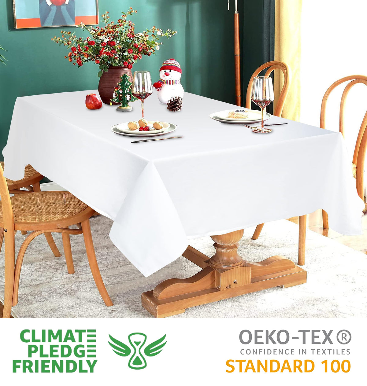 Tablecloth Cotton Tabletop 60x102 (8-10 Seats) White