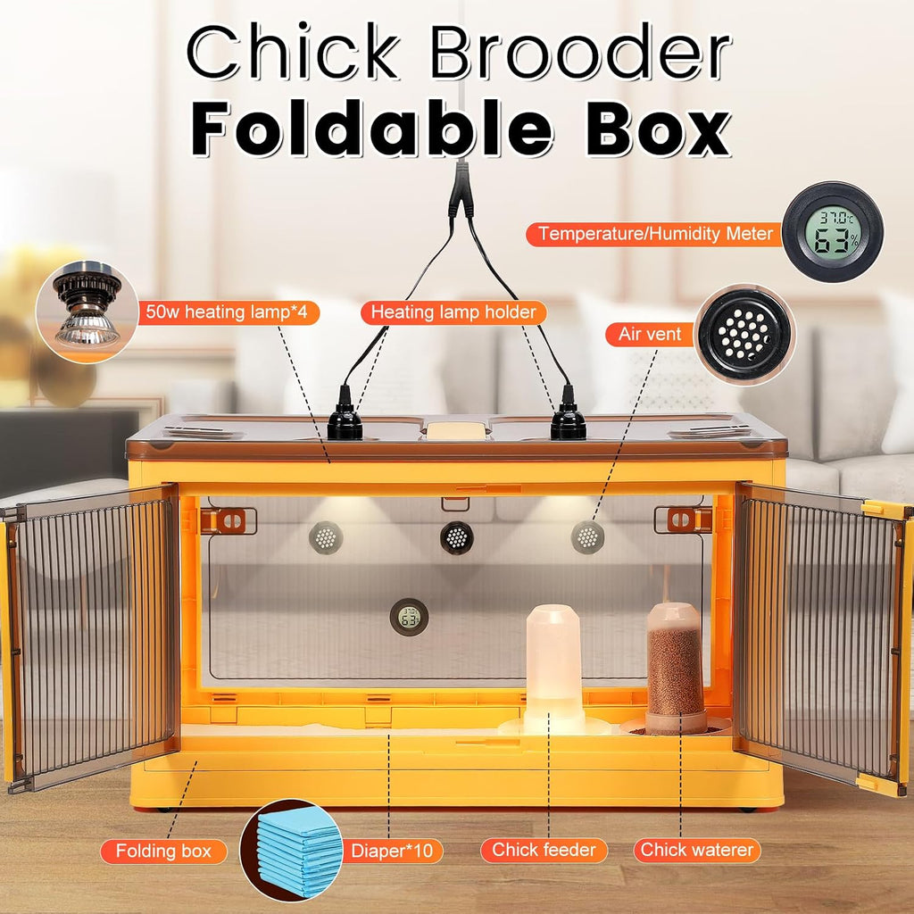 142L Chicken Brooder Box for Chicks Kit with Heater Chicks Warmer Brooder Plate Ducks Tent Pen Thermometer for 30