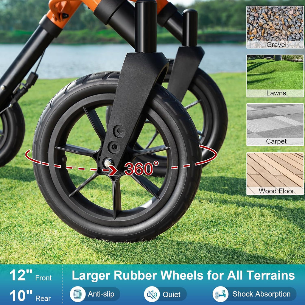 Rollator Walker with Seat, Tall Walkers for Seniors, 12" Big Rubber Wheels All Terrain Rollator Walker with Backrest