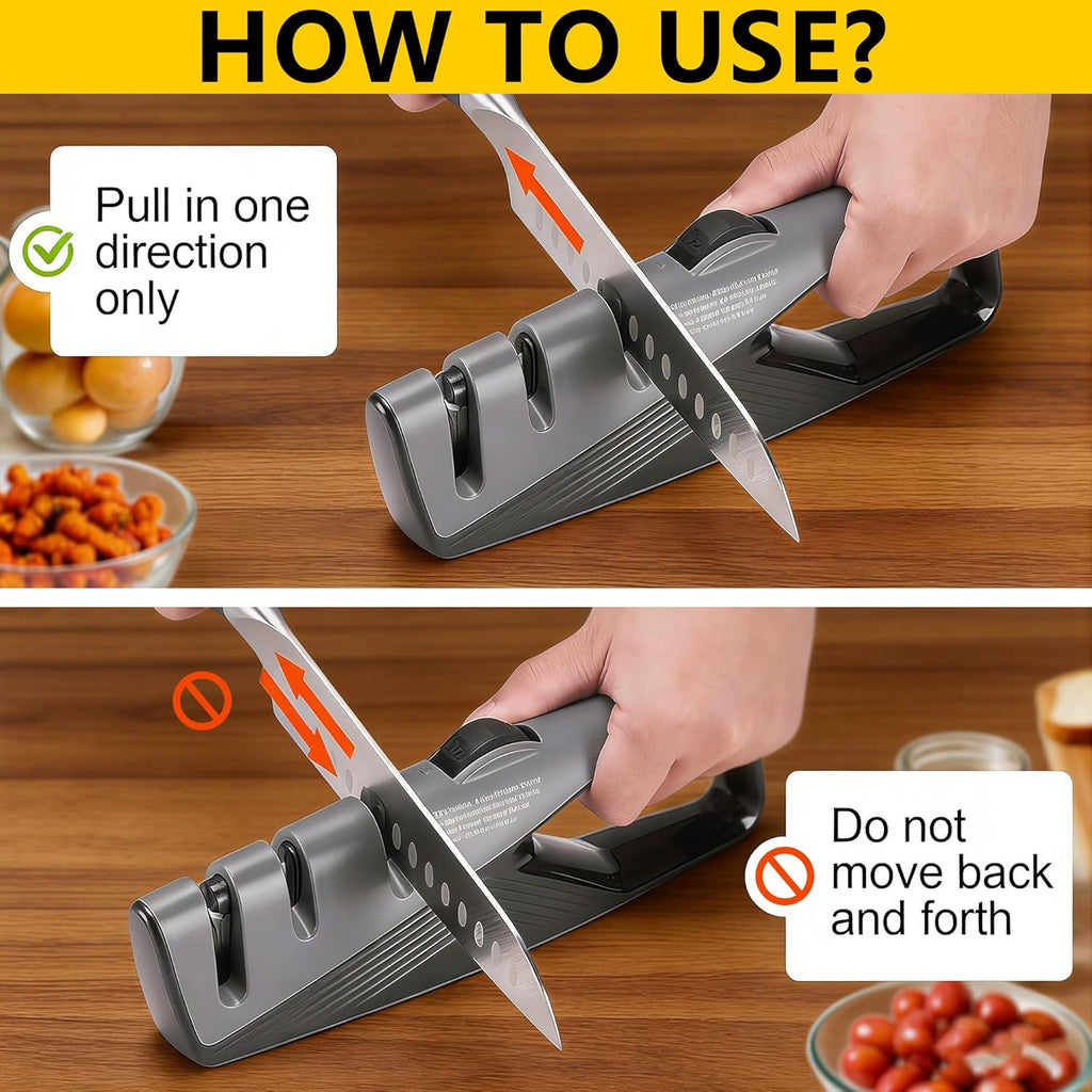 Knife Sharpener, 5 Adjustable Angle, 3 in 1 Professional Chef's Kitchen Knife Accessories, Kitchen Blade & Scissors