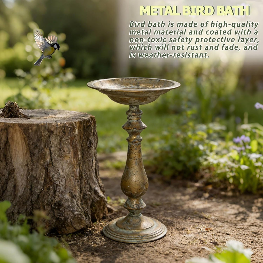 19"H Antique Pedestal Bird Bath for Outside ,Outdoor Garden Bird Bath