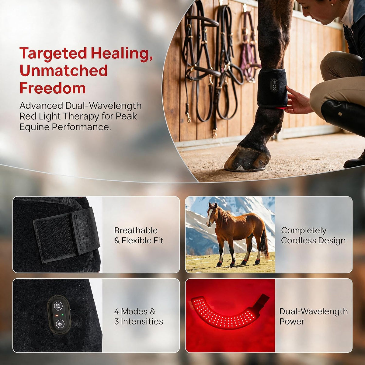 Wearable Red Light Therapy Hoof Boots, LED Light Therapy Wrap for Horses