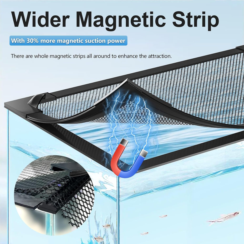 Magnetic Fish Tank Lid, Mesh Aquarium Cover, Fits Tanks Up to 37 x 18 in