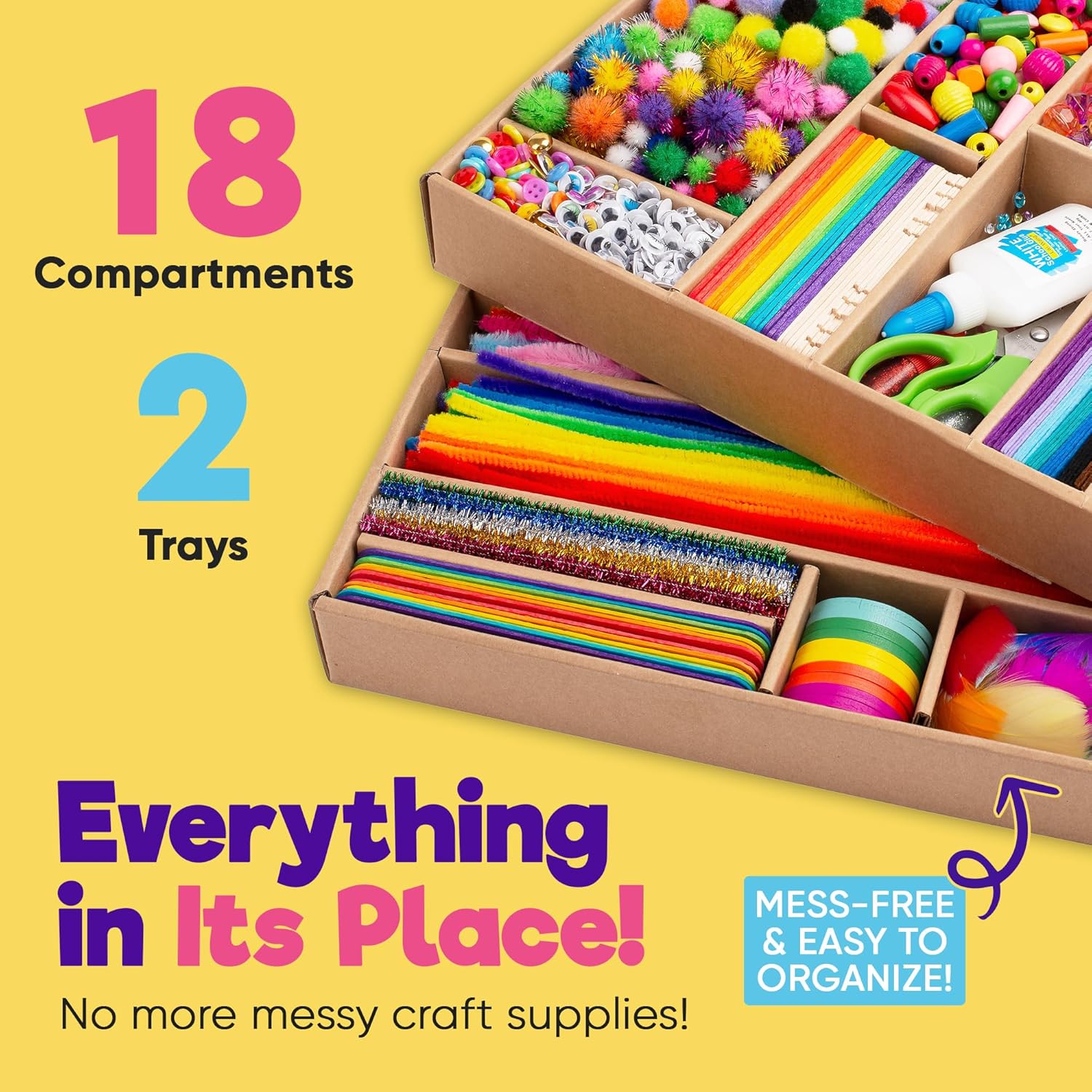 3000+ pcs Arts and Crafts Supplies for Kids | Craft Kit Box for Kids Age 4-5, 4-8, 6-8, 8-12 | Craft Supplies &