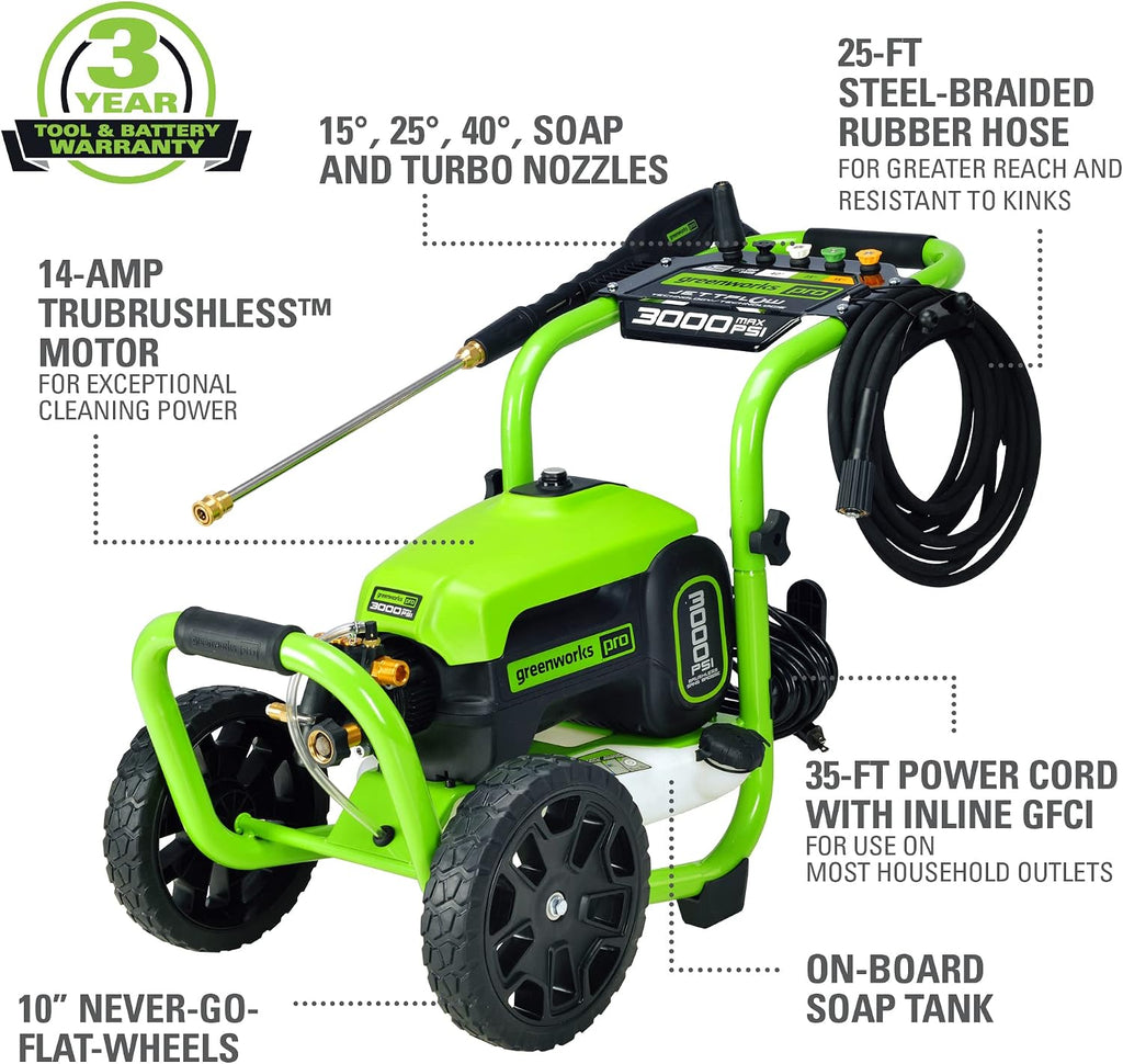 3000 PSI (2.0 GPM Max) Brushless Electric Pressure Washer