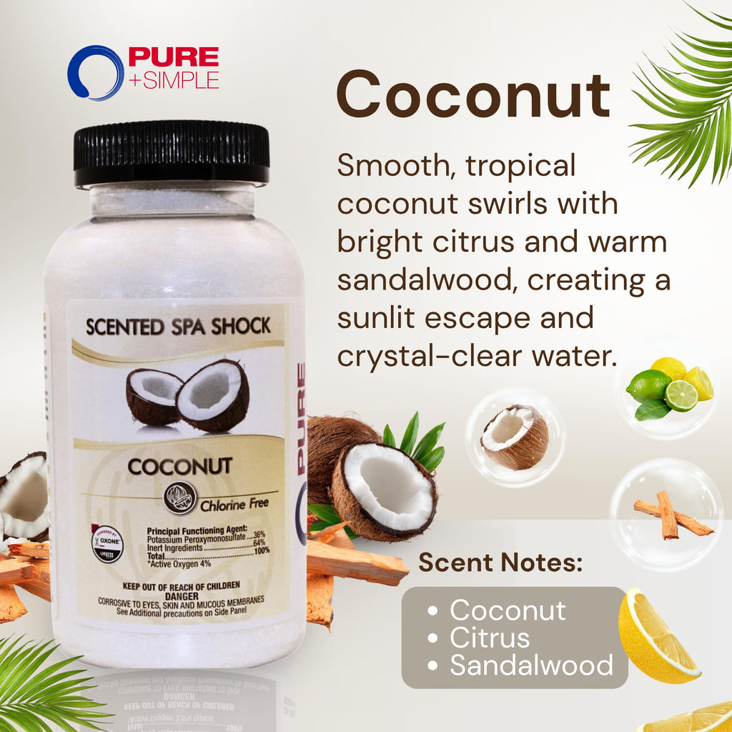 Pure & Simple Scented Hot Tub & Spa Shock | Coconut Aromatherapy (2 lbs)