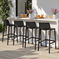 29" Outdoor Plastic Barstool Set of 4, No Assembly, Black