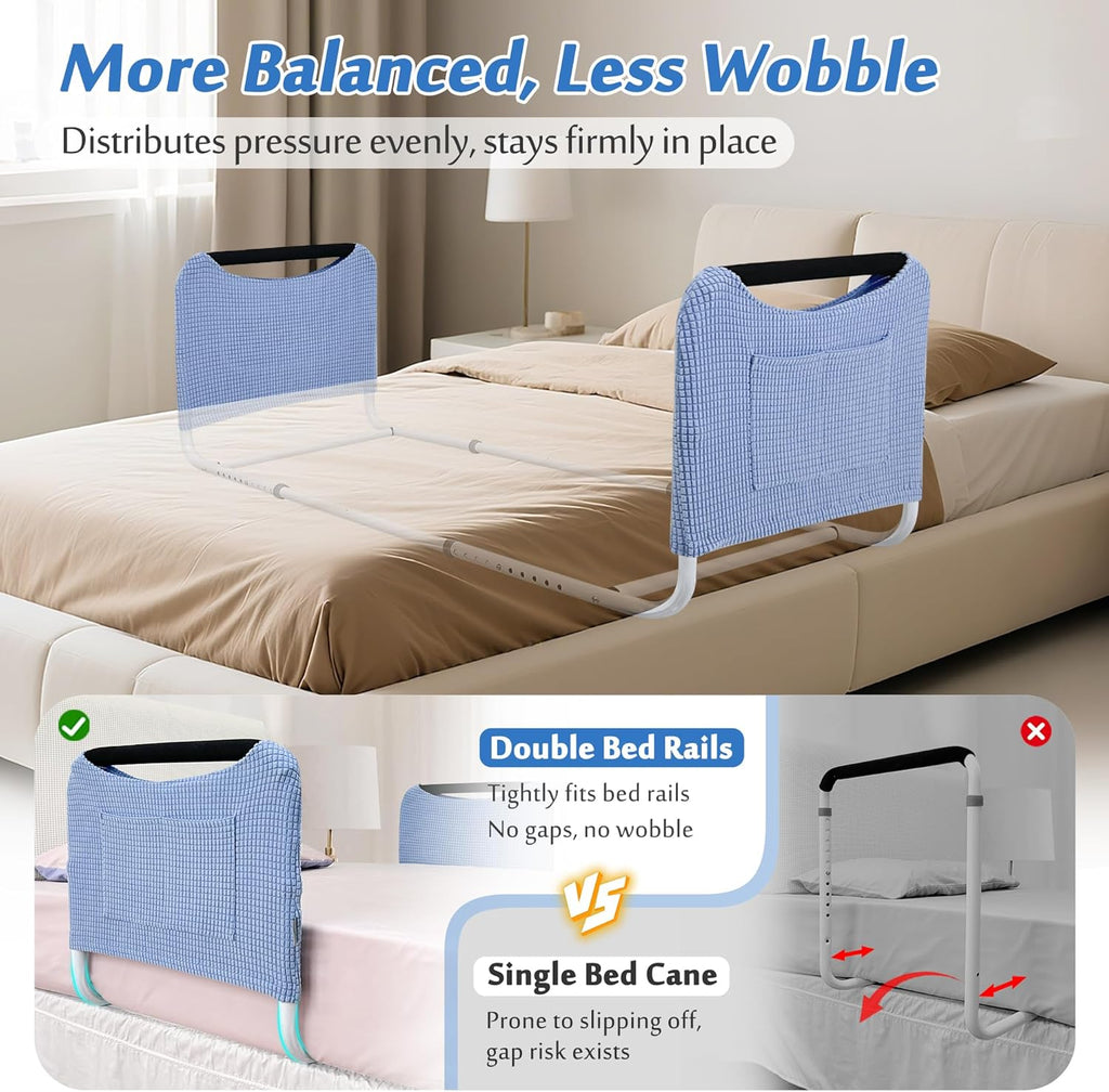 Double Bed Rail, U Bar for Medical Bedside Safety Assisting Rails, Railing Support for Elderly Adults Under Mattress