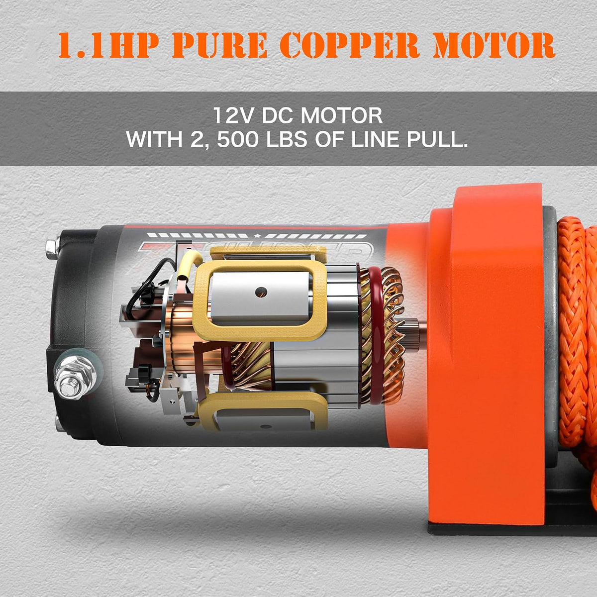 2500 lb Electric Winch 30ft Synthetic Rope 12V DC for UTV ATV Boat