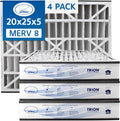 Air Bear 20x25x5 Pleated HVAC Air Filter MERV 8 (4-Pack) (actual size: 19.75" x 24.25" x 4.9" in.) compatible part