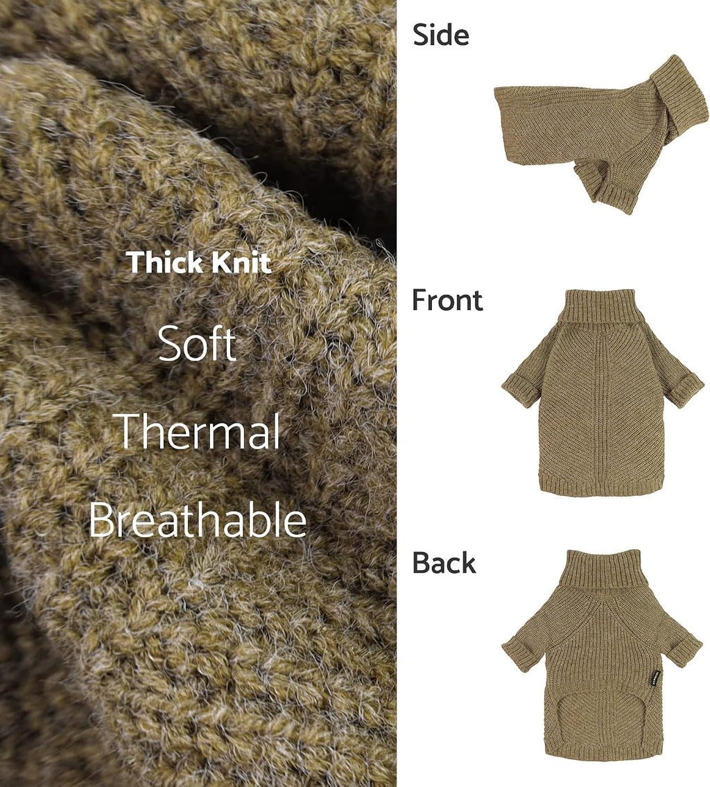Thermal Knitted Dog Sweater Doggy Winter Coat Pet Clothes Doggie Turtleneck Jacket Puppy Outfits Cat Sweatsuit Sage