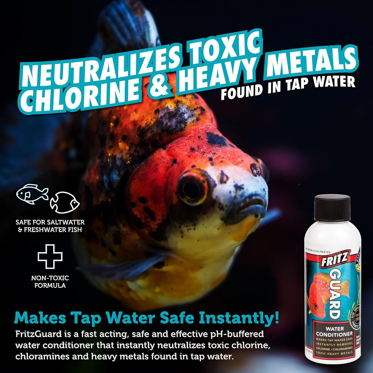 FritzGuard Water Conditioner/Dechlorinator Makes Tap Water Safe for Fresh & Salt Water Aquariums (4-Ounce)