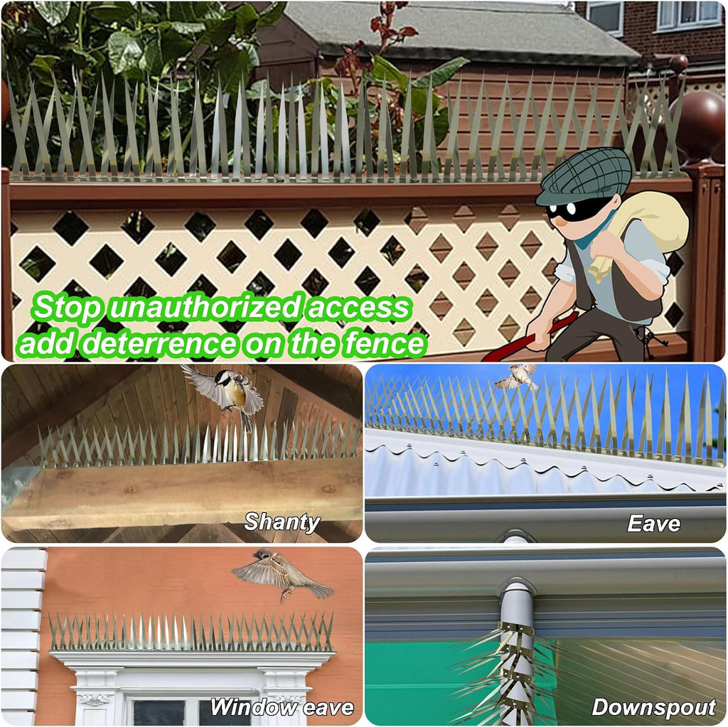 Bird Spikes, Squirrel Spikes and Squirrel Baffles Keep Raccoons, Cats and Snakes Away from Gardens, Fences and