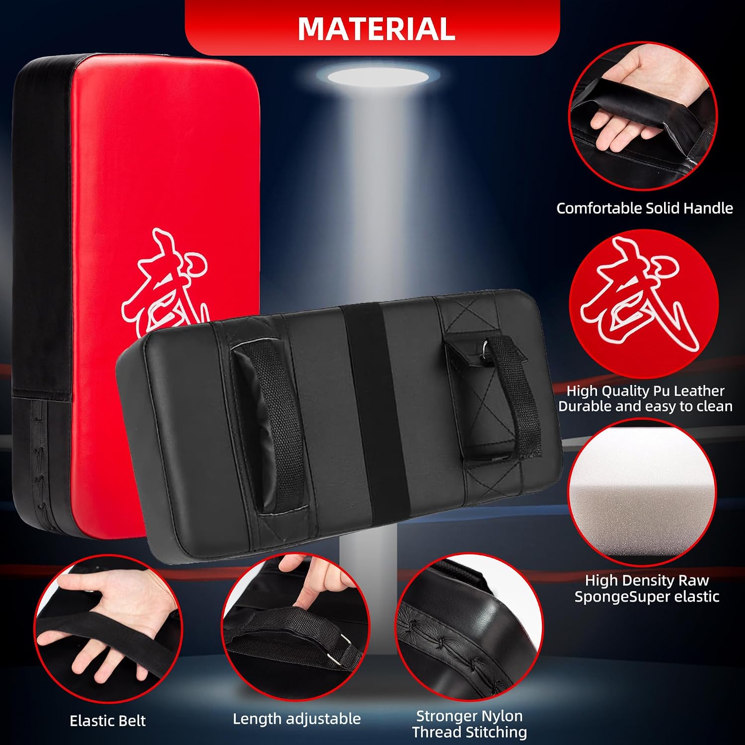 3-in-1 Boxing Pads and Kick Punching Mitts Set, Leather Hand Target Focus Pads, MMA Muay Thai Pads for Kicking