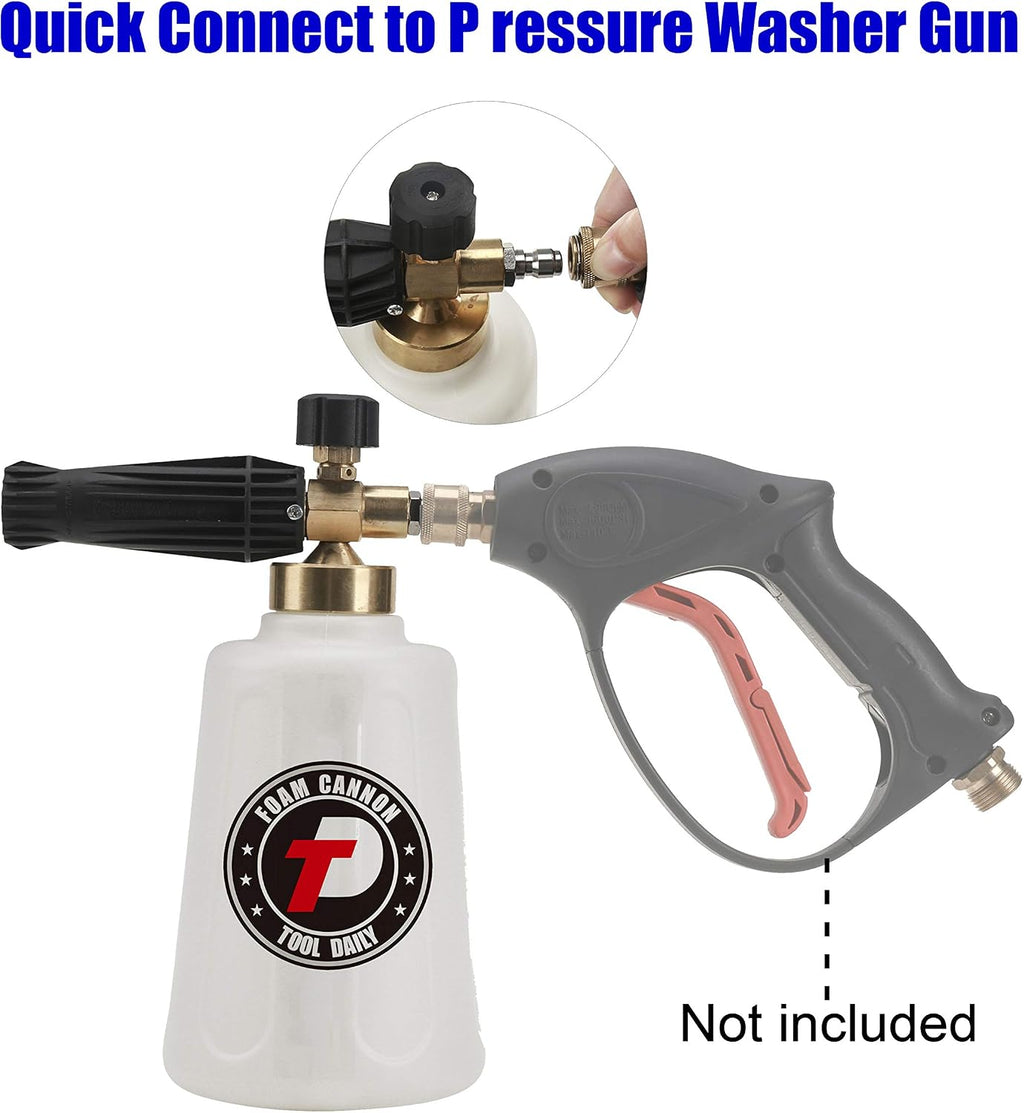 Pressure Washer Foam Cannon, Additional Orifice Nozzle 1.1mm | Adjustable Snow Foam Lance for Car Wash, 1/4 Inch