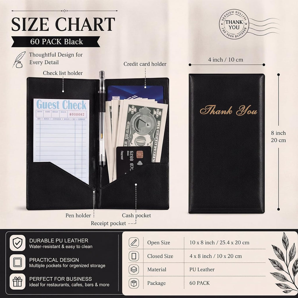 60 Pcs Check Presenters for Restaurants, Guest Bill Card Holders Restaurant Check Presenters Restaurant Tip Holders
