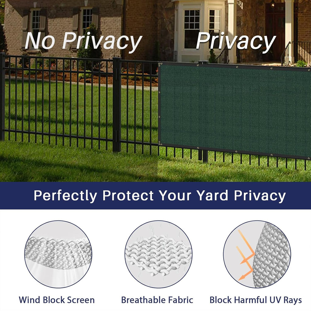 Privacy Fence Screen 6'x50' Heavy Duty Windscreen Fencing Mesh Fabric Shade Cover for Outdoor Wall Garden Yard Pool