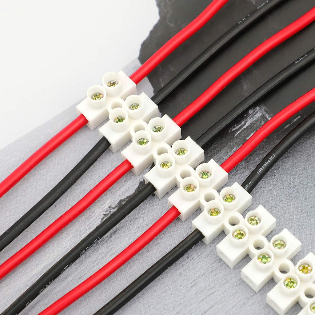GUBCUB Terminal Block Set, 7 Pieces 12 Position Dual Row Terminal Strip Electrical Barrier Wire Connector Block, 10A 380V
