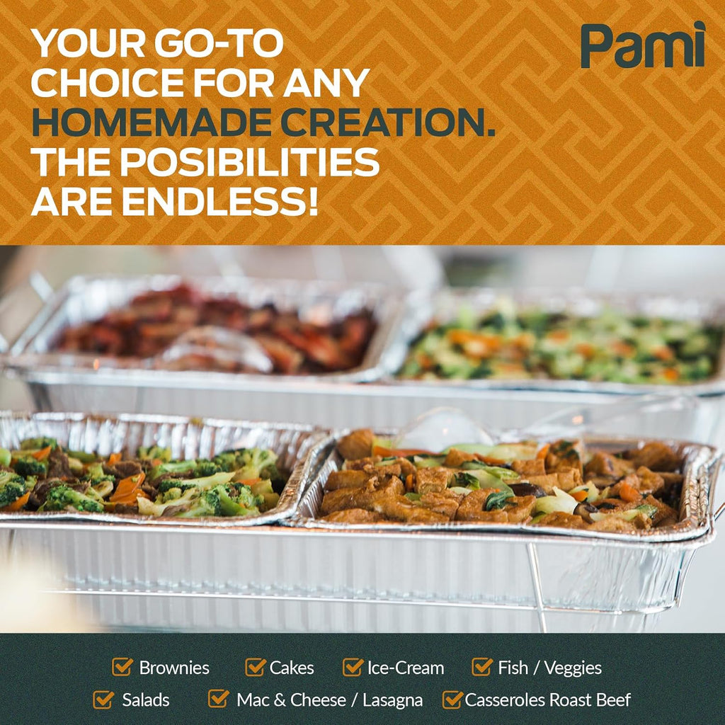 Aluminum Pans with Foil Lids 20x13 in,Full Size,Deep,Oven Safe,10-Pack