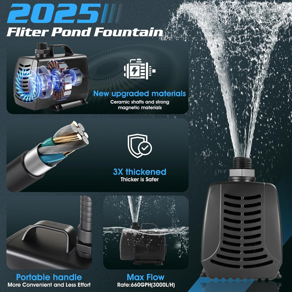 Submersible Pump|Pond Filter System Kit|Pond Filter Fountain