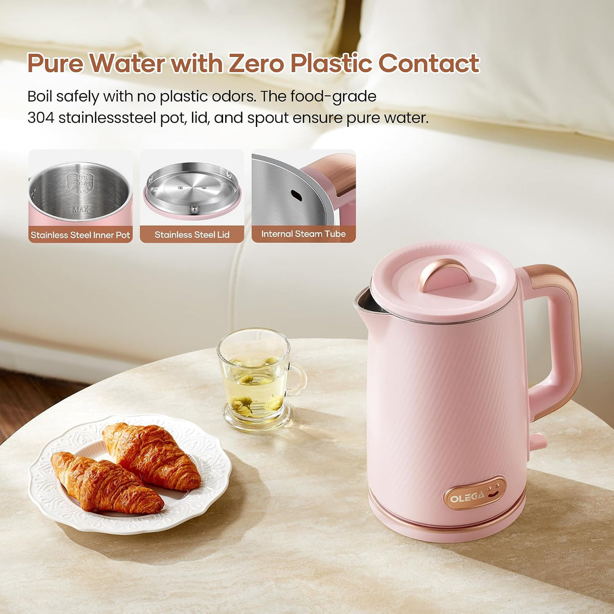 Electric Tea Kettle: 1200W Fast Boil Electric Water Kettles 1.5L | Stainless Steel Kettle; Large Electric Water