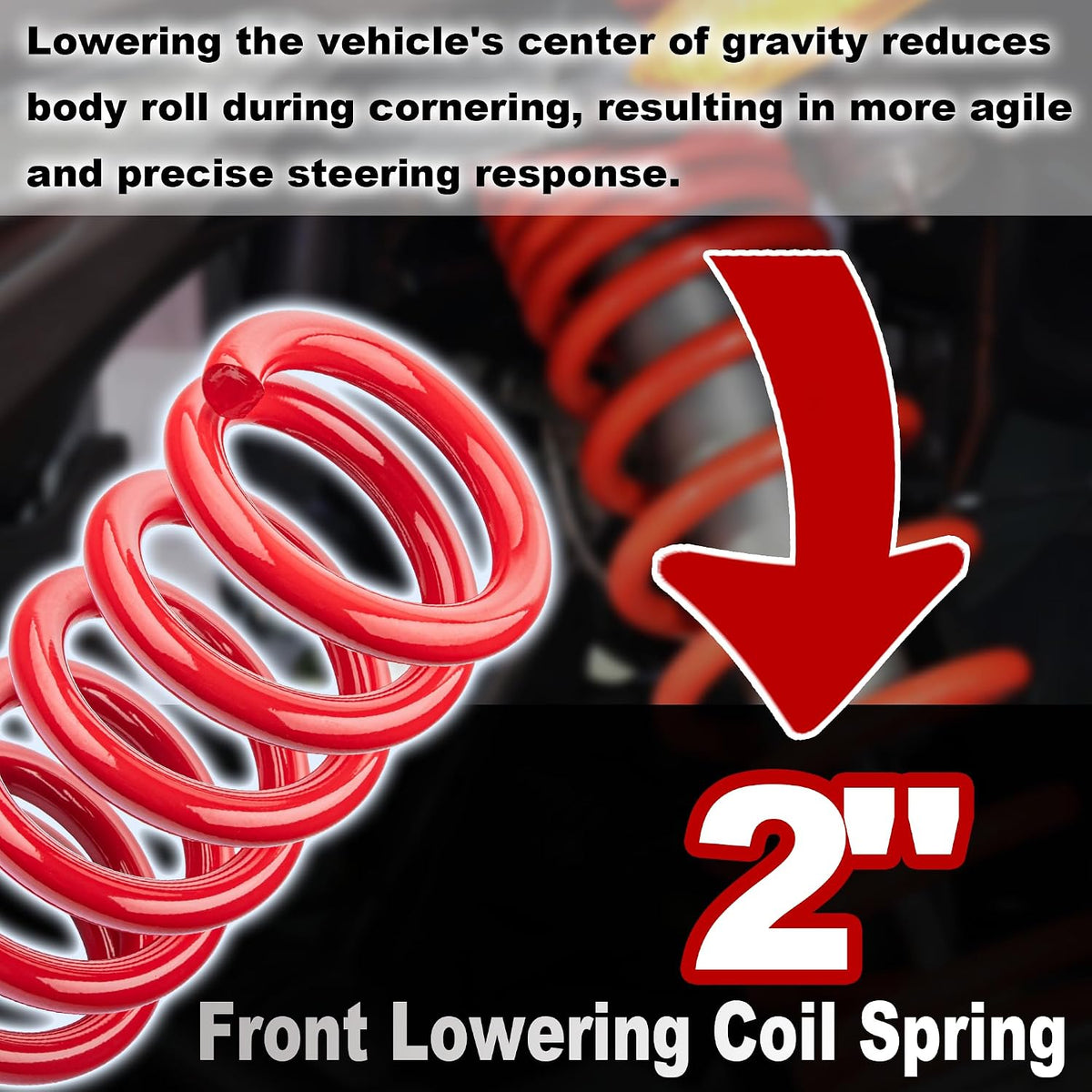 2" Front Drop Coil Spring Lowering Kit for 1999-2007 Chevy Silverado/GMC Sierra 1500 (2WD V8 Only),Drop Coils Spring Kit-Red