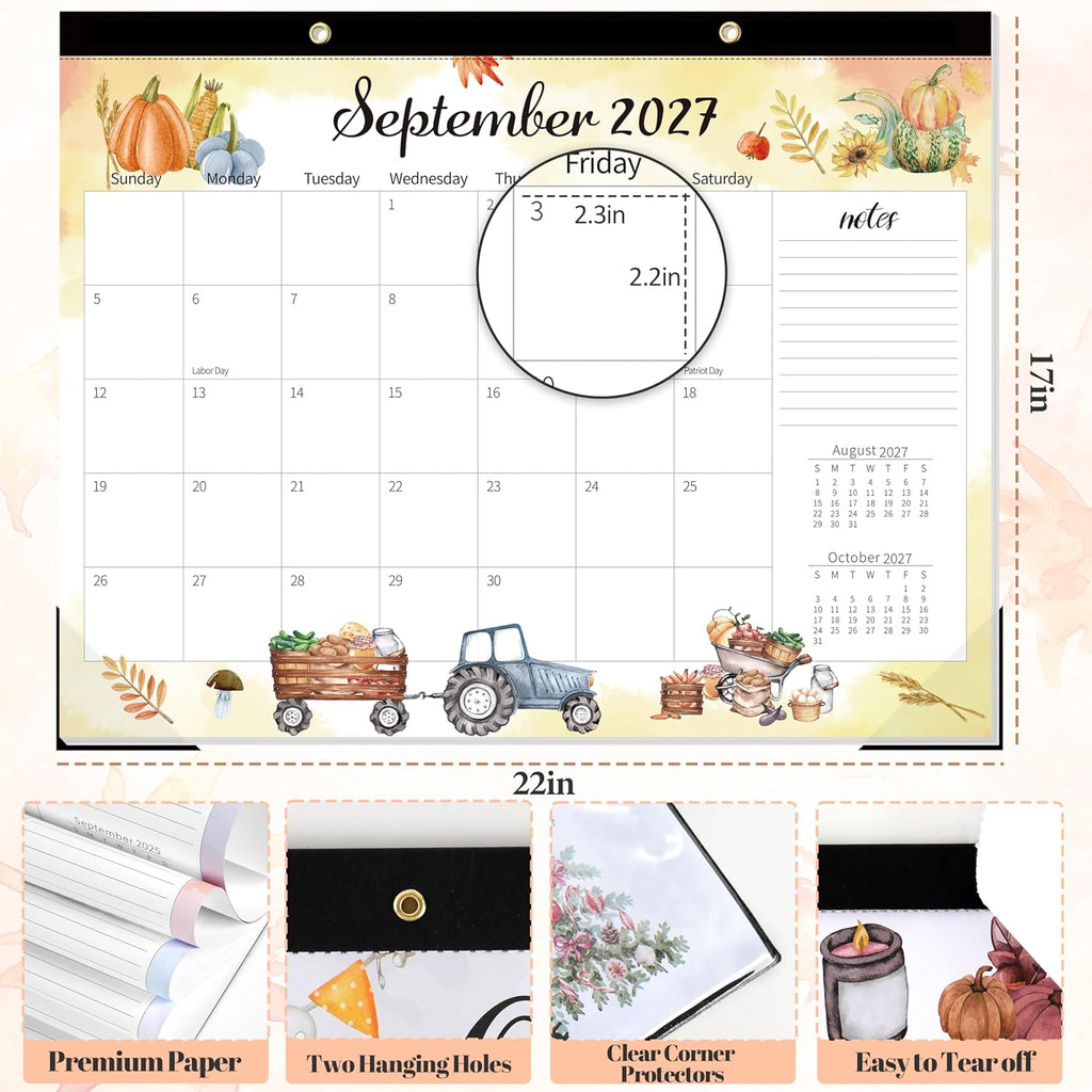 Monthly Large Desk Calendar 2026-2027 - 19 Months 22" x 17" Calendar from Jun. 2026 to Dec. 2027, Large Monthly