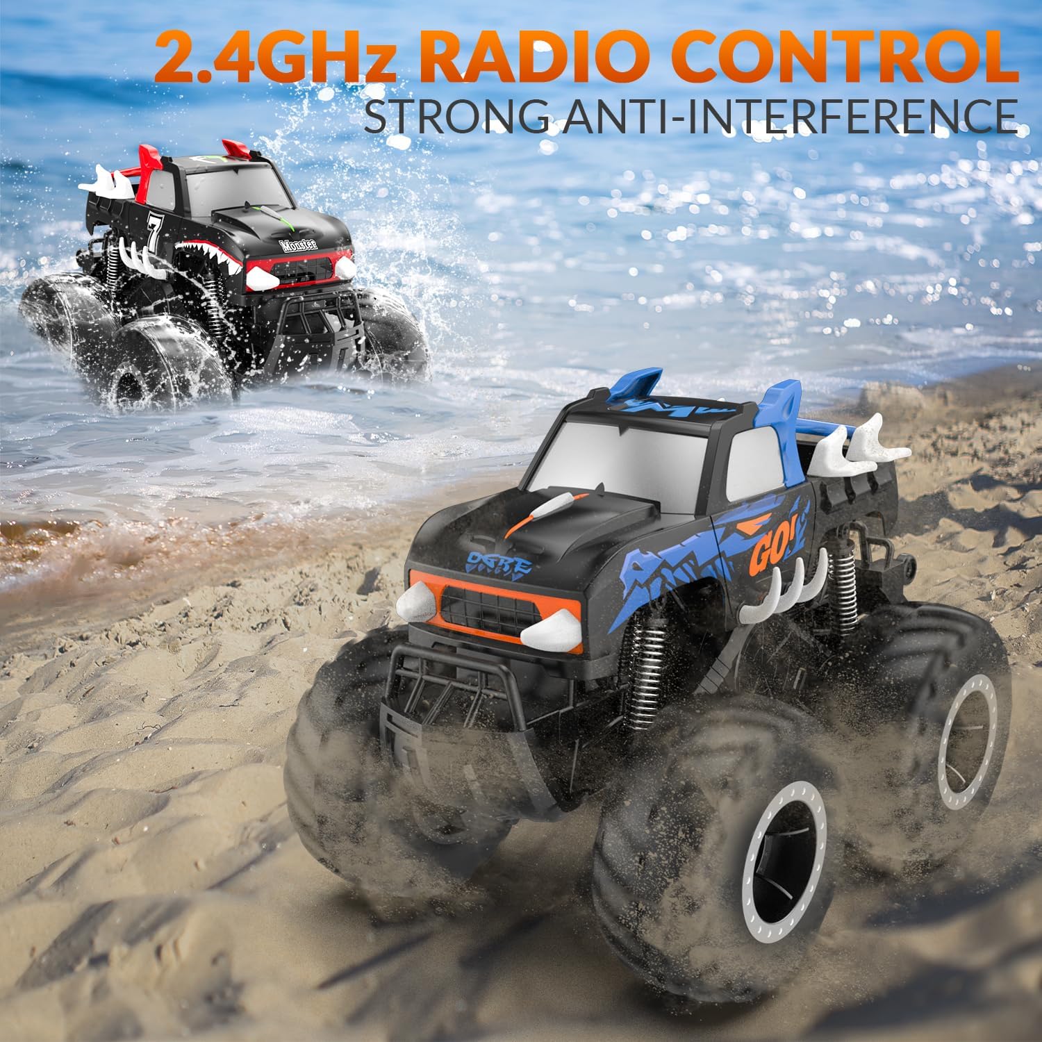 1:16 Amphibious Monster Truck All Terrain RC Car Toys | 2.4GHz 4WD Waterproof Remote control car, Double-Sided