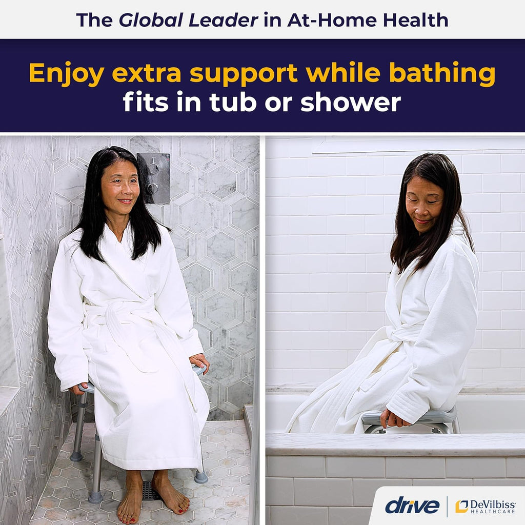 Shower Chair for Inside Tub & Shower, Adjustable Bath Seat with Suction Feet, Non-Slip Stool for Elderly & Disabled