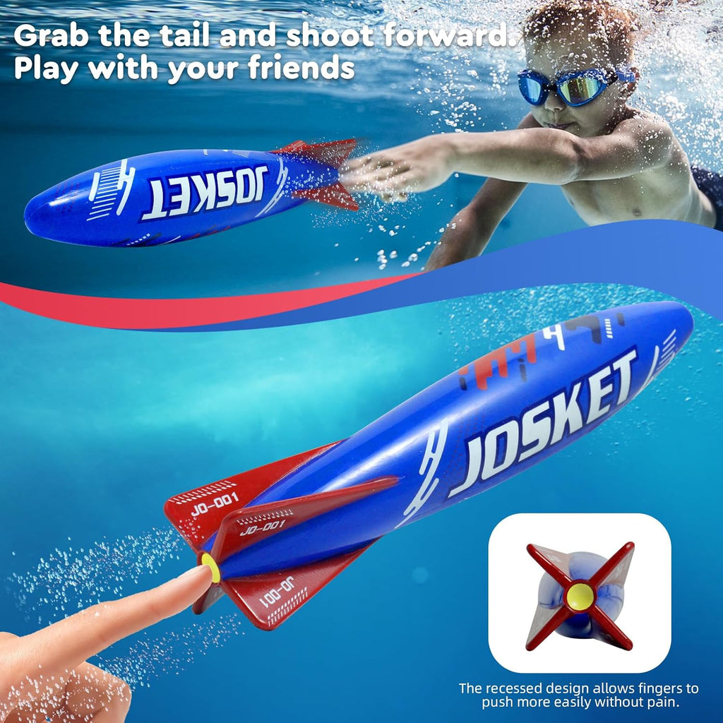 10" Underwater Diving Toys Pool Torpedo Toys Swimming Throwing Torpedo Bandits Water Rockets Training Dive Toys