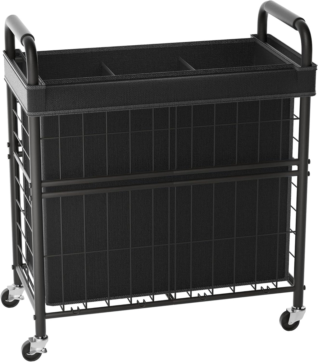 145L Rolling laundry Sorter Hamper Basket 3 Section with Wheels | Laundry Cart with Removable Bag, Clothes Organizer