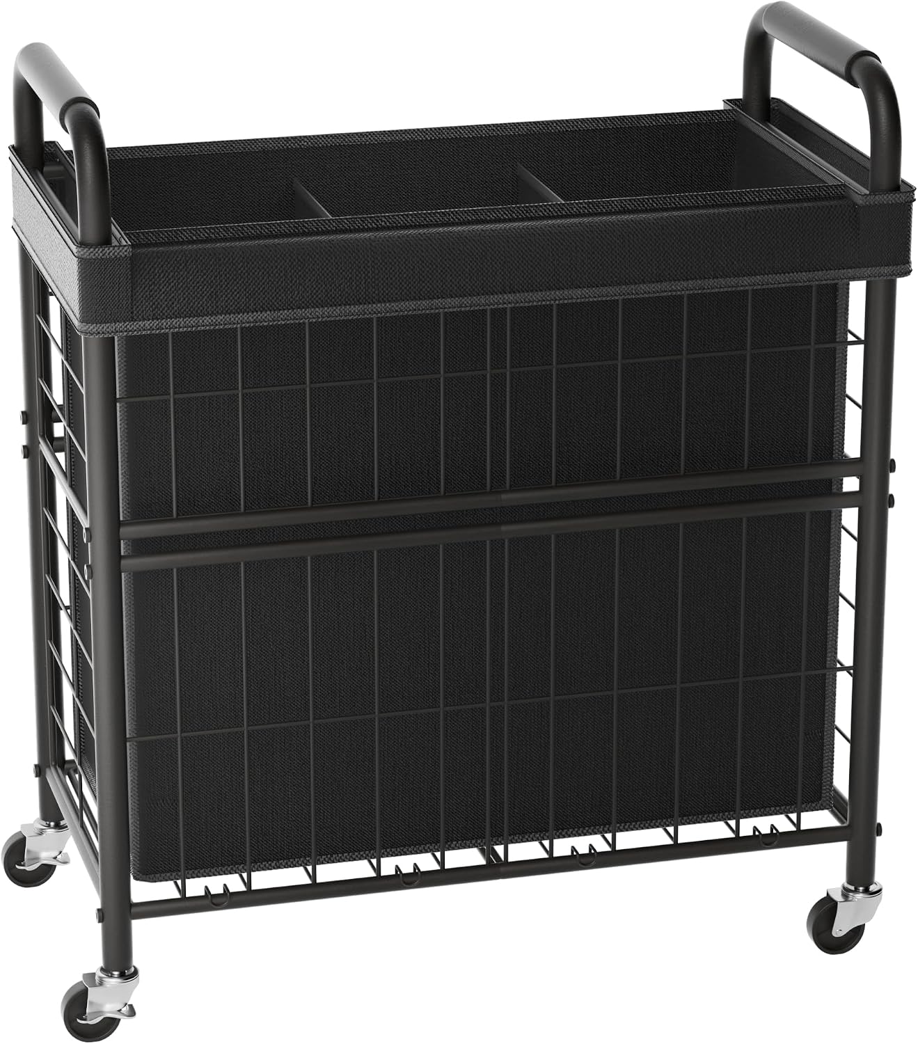 145L Rolling laundry Sorter Hamper Basket 3 Section with Wheels | Laundry Cart with Removable Bag, Clothes Organizer