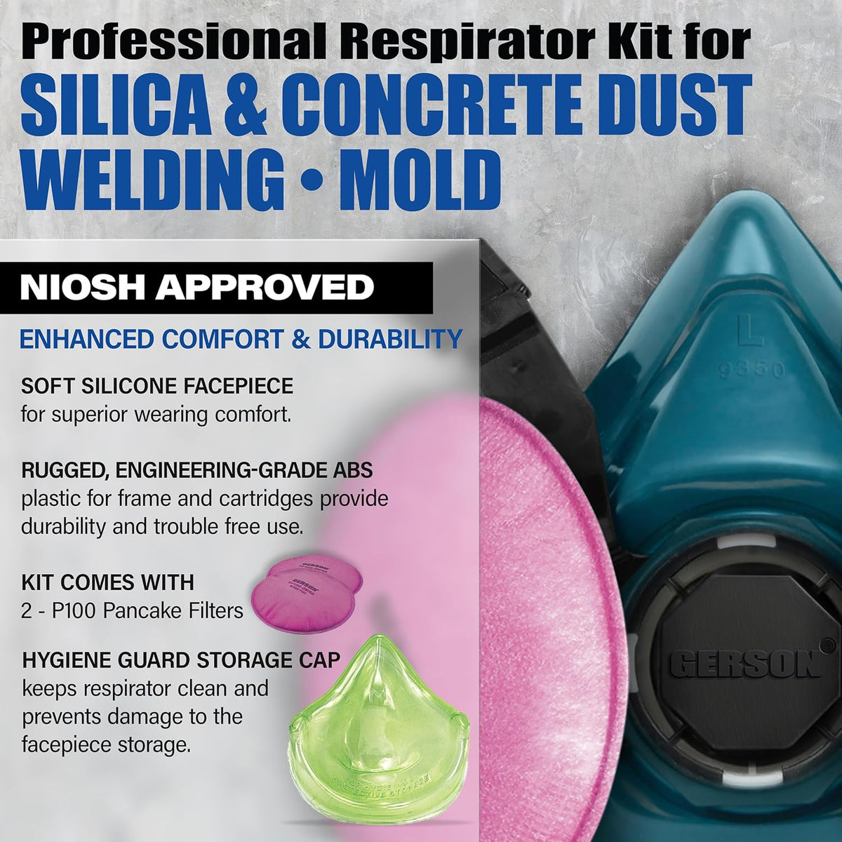 NIOSH P100 Welding Respirator Mask Industrial Face Mask Kit, Large