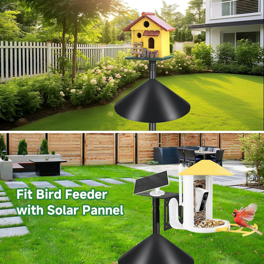 Smart Bird Feeder Pole Stand 79In,Adjustable Height Metal Bird House Pole for Outdoor Garden with Multiple Mounting