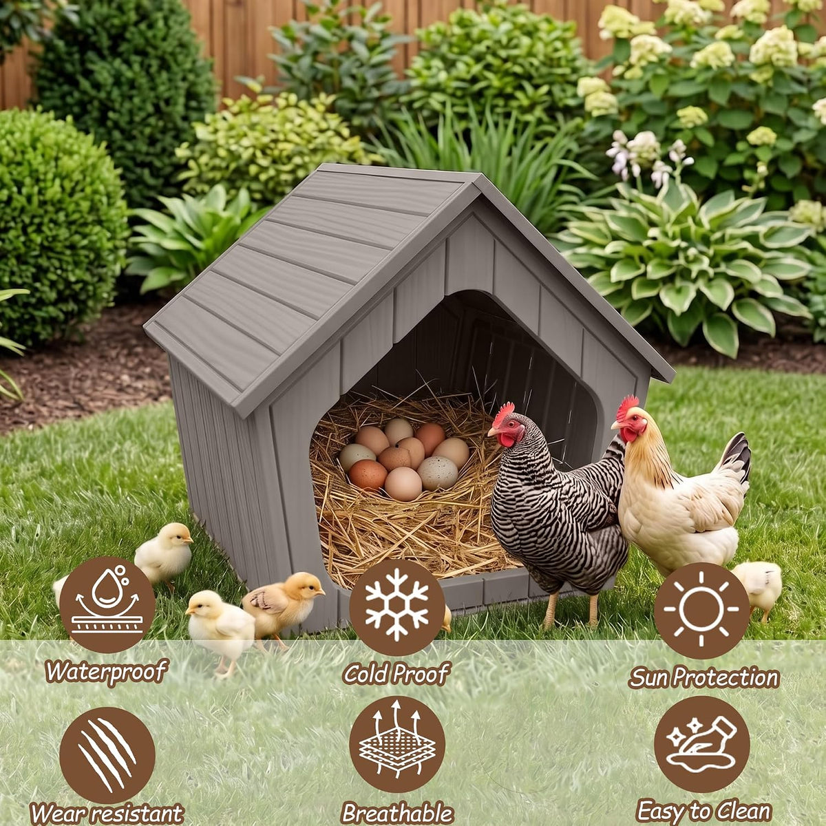 Outdoor Indoor Chicken Coop, Grey