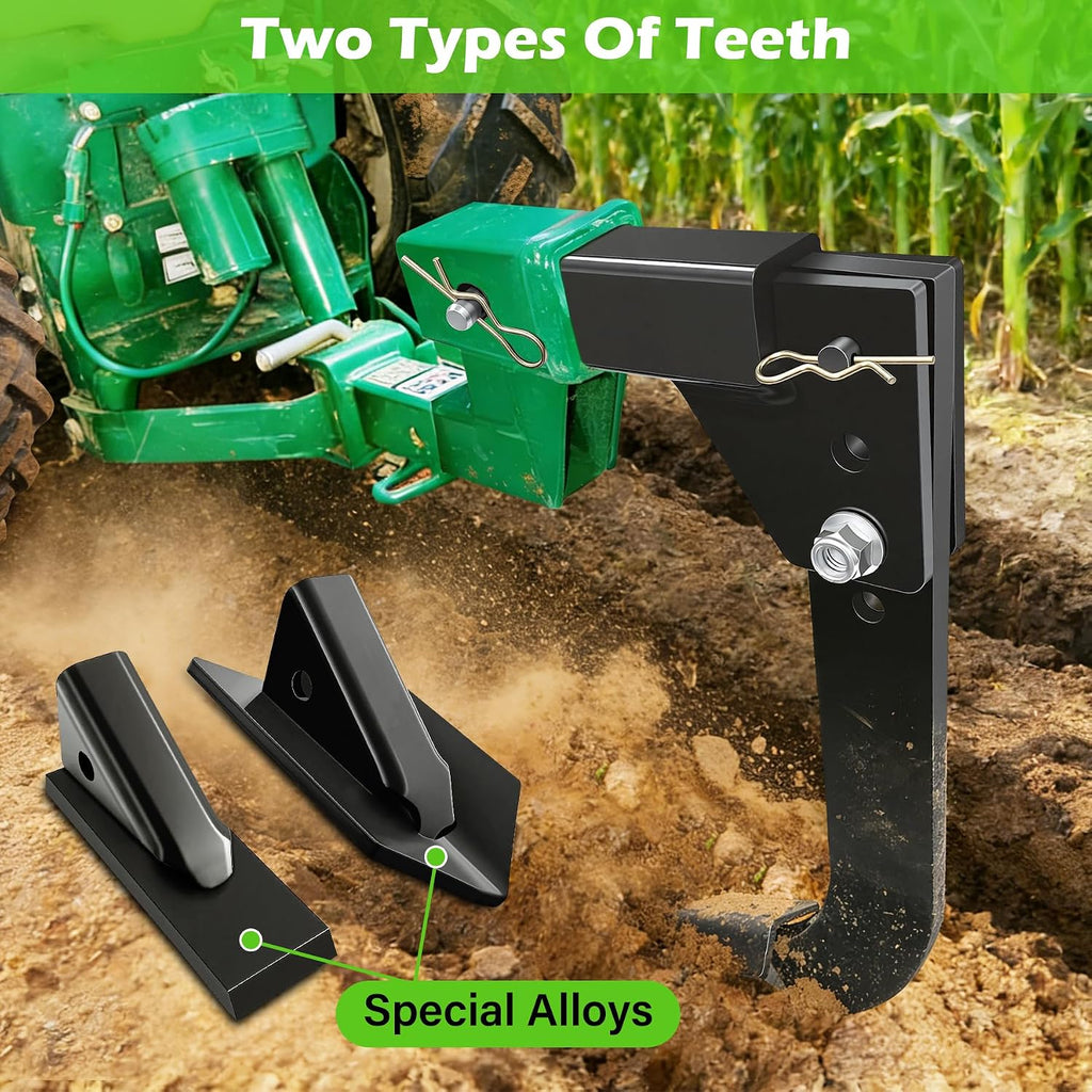 Mounted Trencher 3 Point Hitch Fit for ATV/UTV Tractor with 2pcs Replaceable Teeth, Hitch Lawn Ripper,Heavy Duty