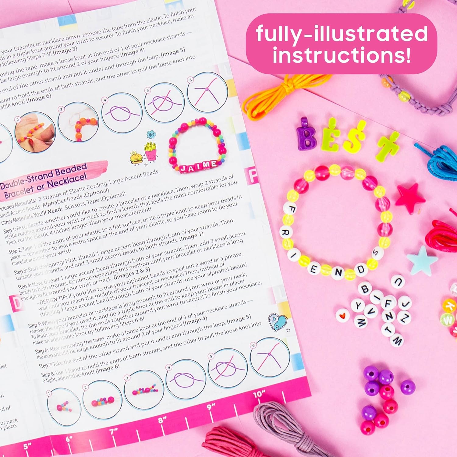 ABC Beads by Horizon Group Usa, 1000+ Charms & Beads, Alphabet Charms, Accent Seed Star Wax Beading Cord, Satin Cord