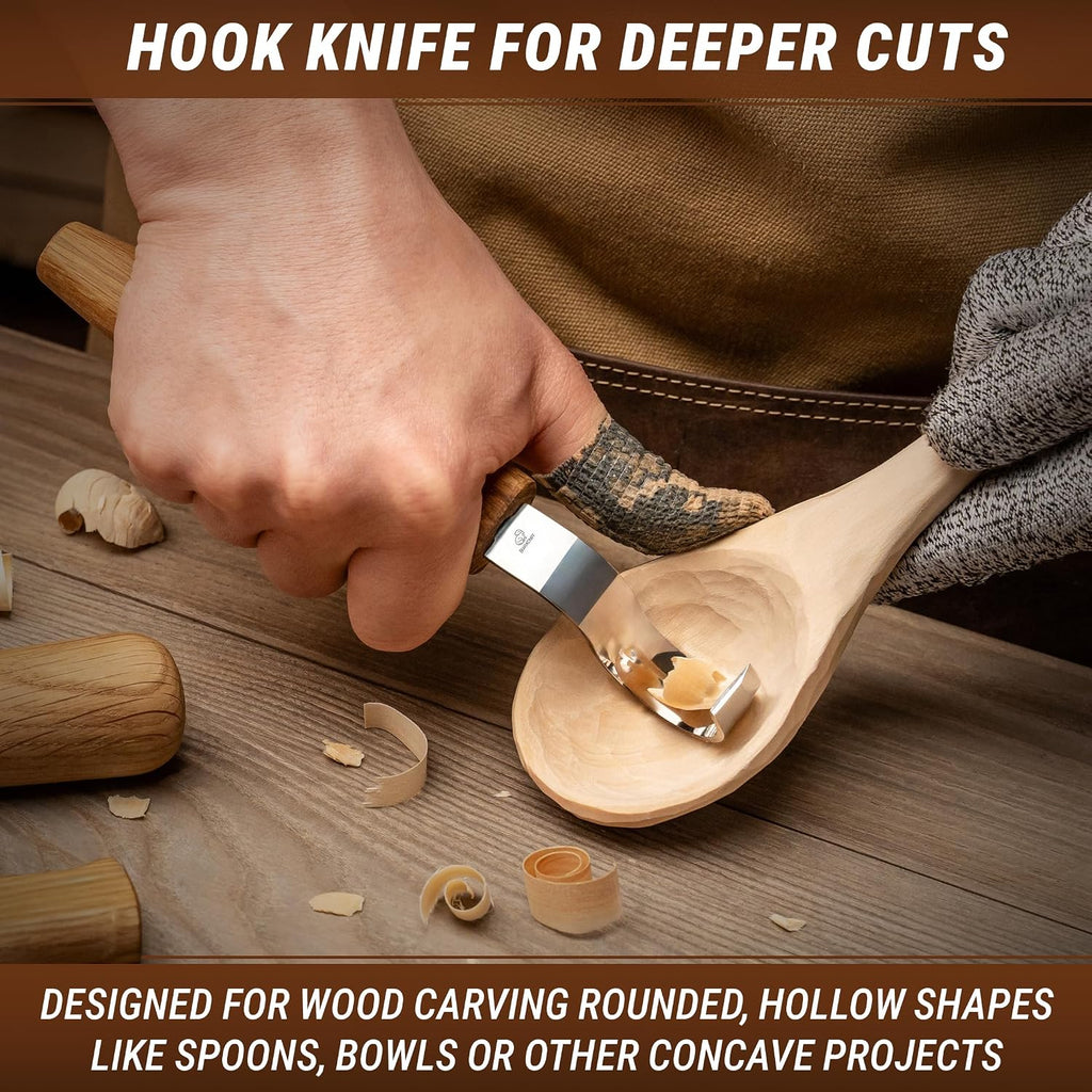 Wood Carving Knives Kit Spoon Carving Tools S14 - Spoon Hook Knife Wood Carving Chisels Set Bowl Gouge - Whittling