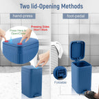 Small Bathroom Trash Can with Lid, 1.9 Gallon Slim Soft Close Step, Navy