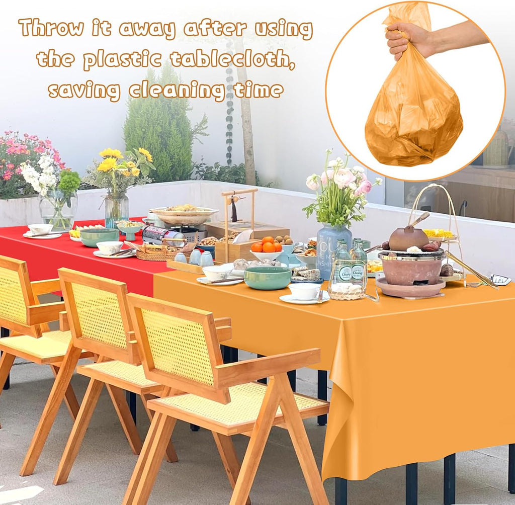 6Pc Plastic Table Cloth Disposable Tablecloth for Rectangle Tables