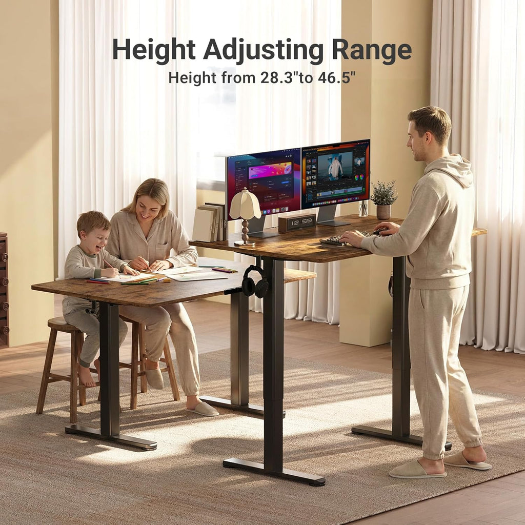 Electric Standing Desk, Adjustable Height Stand up Desk, 24x48 Inches Sit Stand Home Office Desk with Splice Board