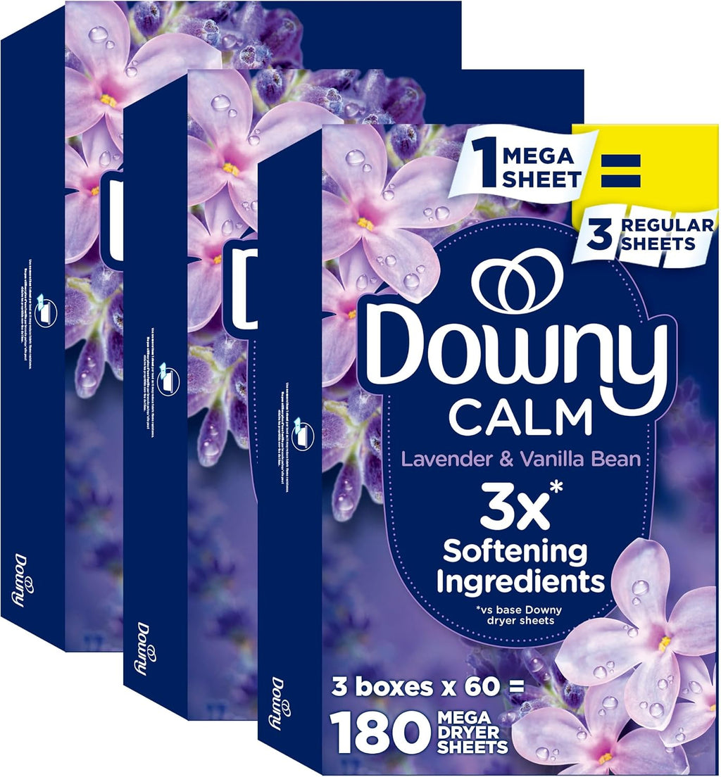 Calm Mega Dryer Sheets, Large Fabric Softener Sheets for Laundry , Static Guard & Softness Boost, Laundry Dryer and