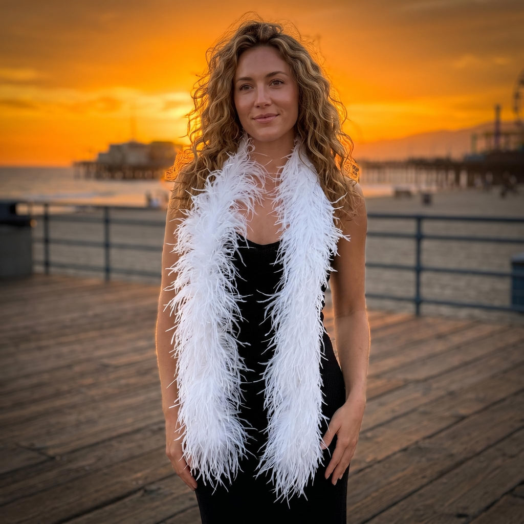 5 ply White Ostrich Feather Boas.