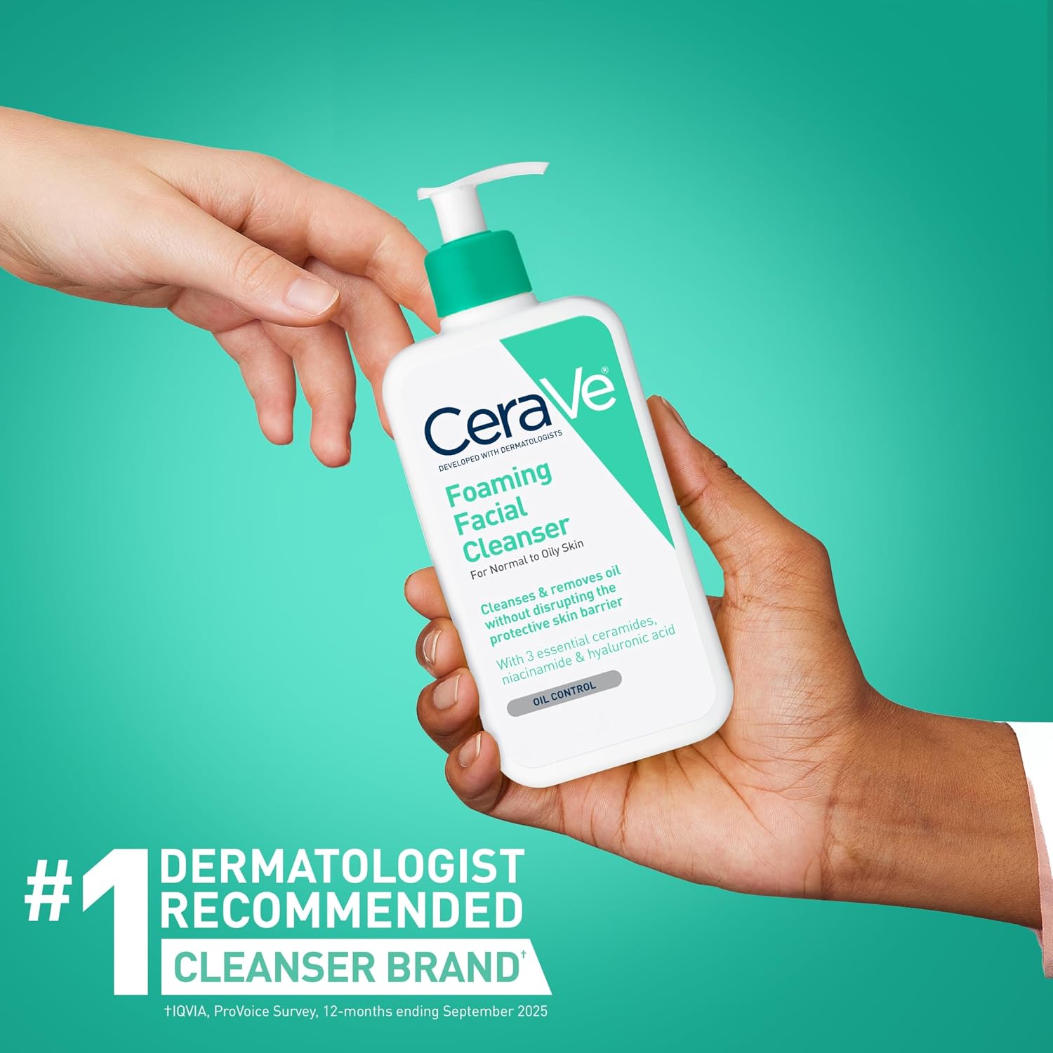Foaming Facial Cleanser, Daily Face Wash for Oily Skin, Hyaluronic Acid + Ceramides + Niacinamide, Fragrance Free